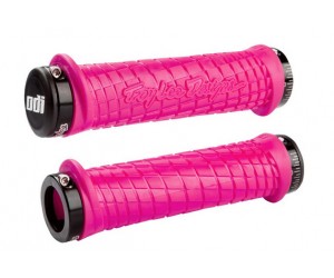 Грипсы ODI Troy Lee Designs Signature  MTB Lock-On Bonus Pack Pink w/ Black Clamps (розовые с черными замками)